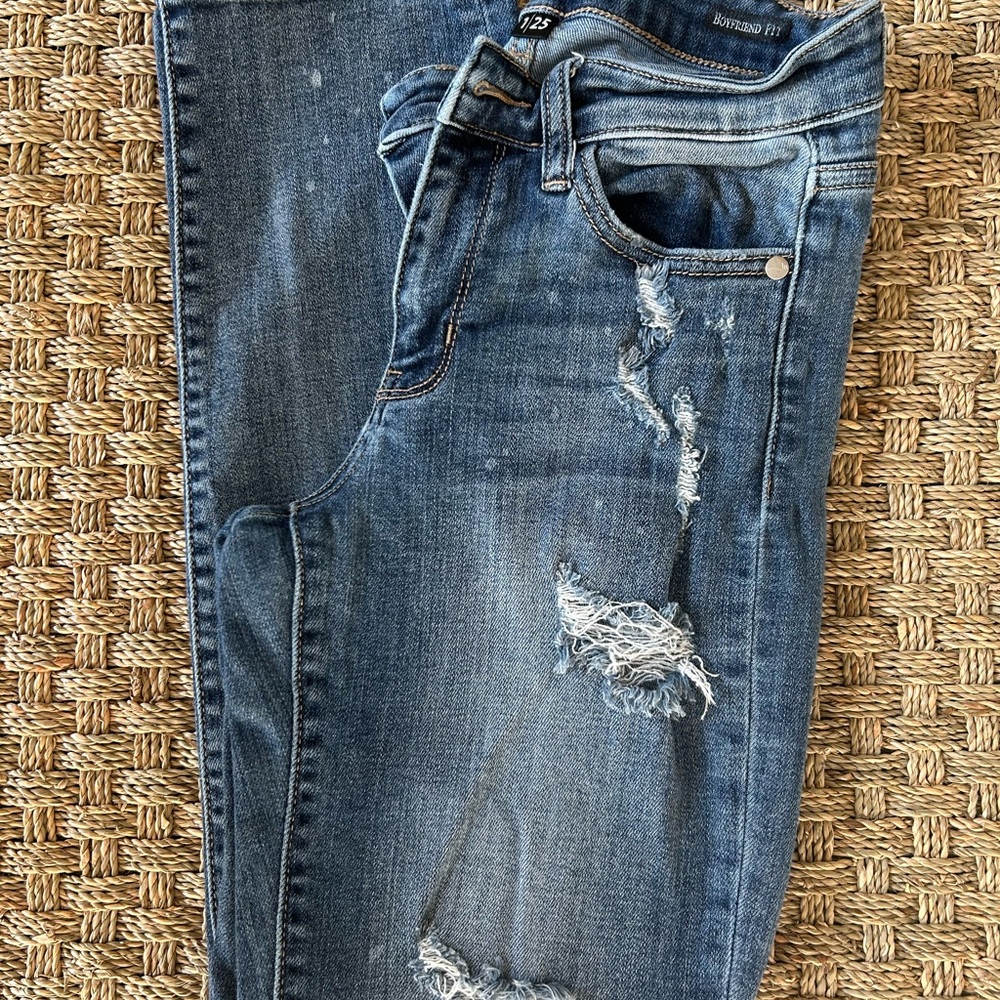 Judy Blue Distressed Boyfriend Jeans - Blue